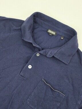 ZEGNA Navy Blue Short Sleeve Polo Shirt Men's Size 54